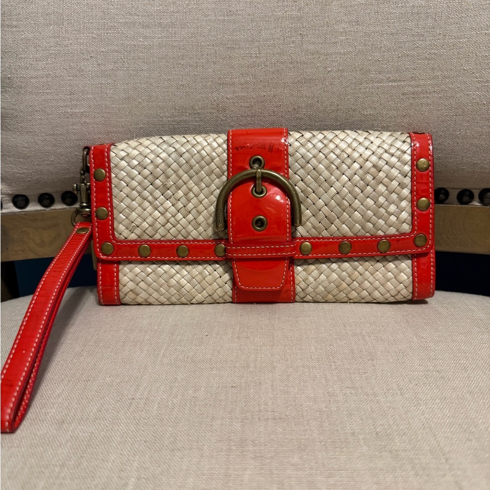 Coach SoHo Vintage Woven Straw Wristlet, No.A04K-4985